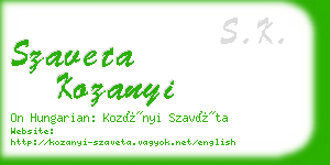 szaveta kozanyi business card